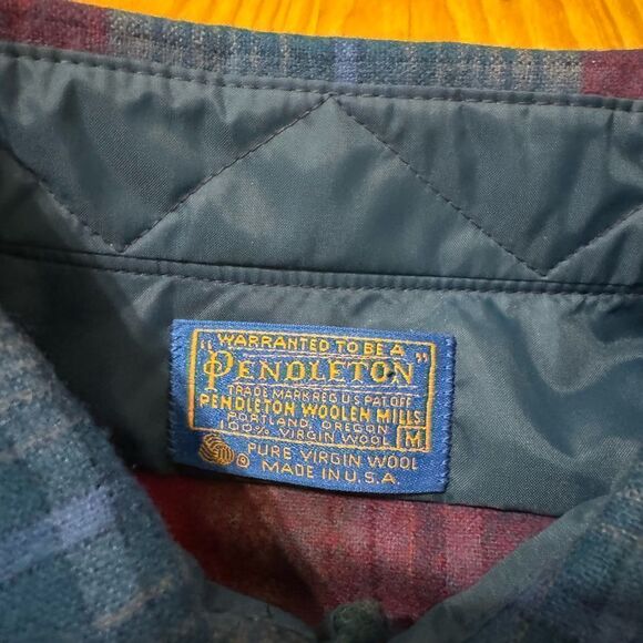 Vintage Pendleton Wool Plaid Button Shirt Size Men’s MED Red/Blue - Picture 2 of 6